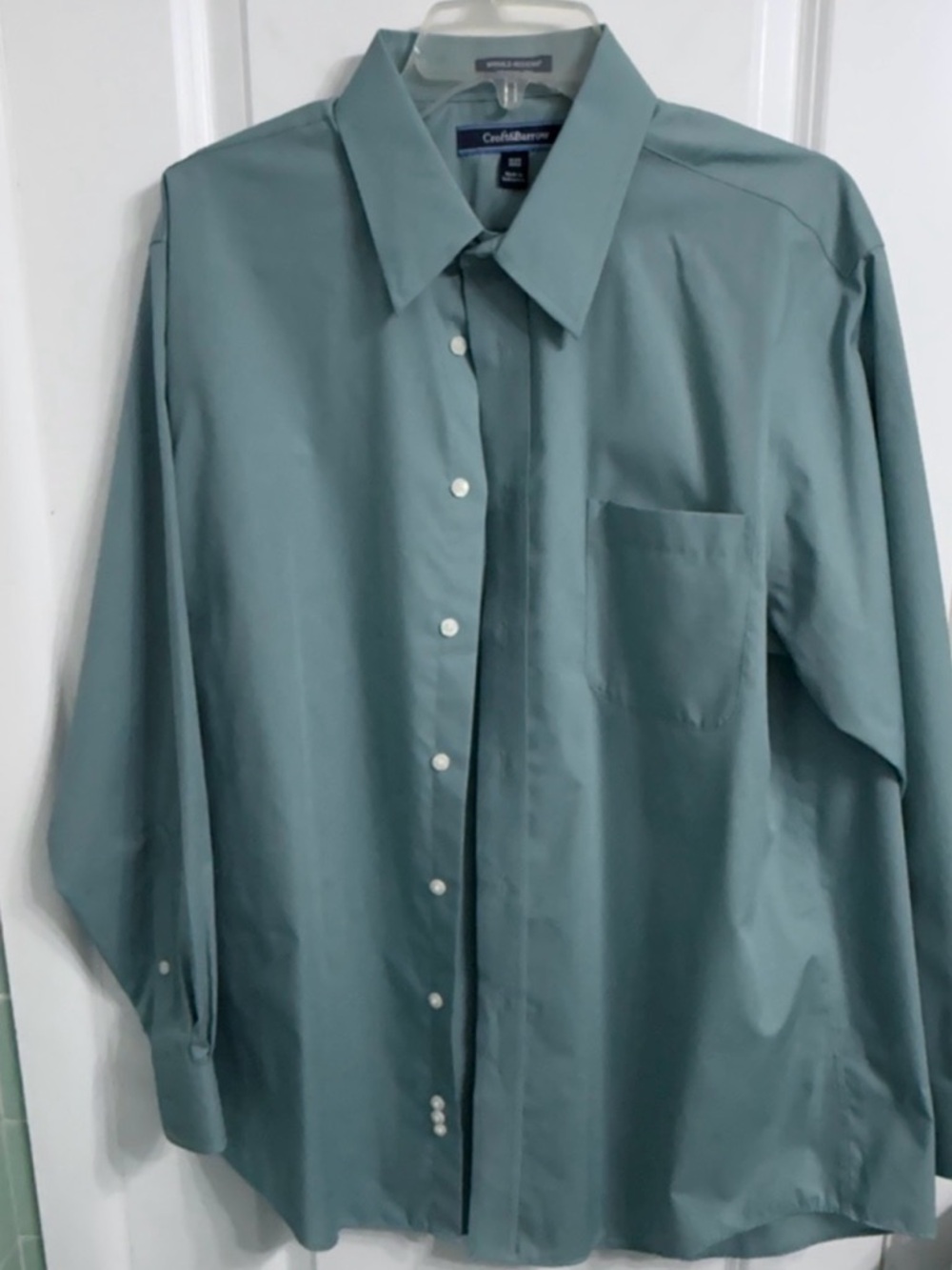 Croft & Barrow Men green Long Sleeve Button Down Shirt 16.5